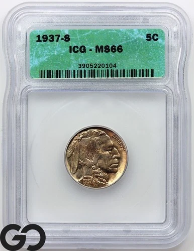 1937-S Buffalo Nickel ICG MS 66 ** Fully Struck!