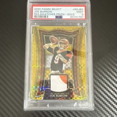Panini 2020 Select Joe Burrow Rookie Swatches Gold Prizm /10 #RS-JBO PSA 9