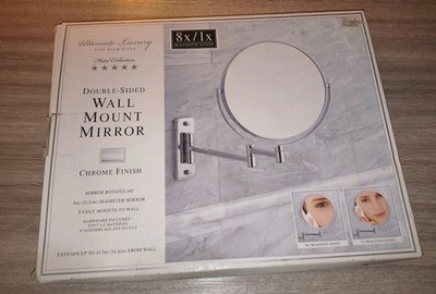 Hotel Collection Double Sided Wall Mount Mirror Satin Nickel 8X Magnification