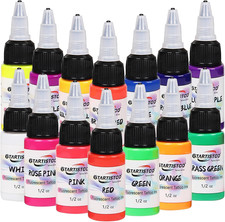 14 Color Tattoo Ink Set 1/2 15Ml /Bottle Professional Fluorescent Inks Pigment