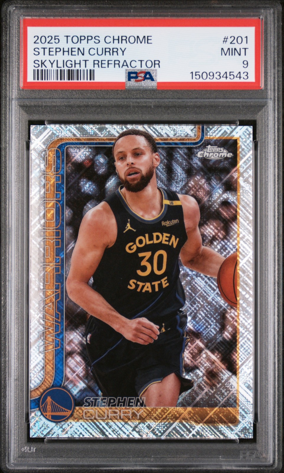 2025 TOPPS CHROME SKYLIGHT REFRACTOR #201 STEPHEN CURRY PSA 9