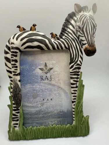 RAJ Collection Zebra Birds Picture Frame Photo Size 4"x6" Easel Back Resin