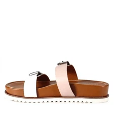 Diba True Carol Bee Women’s 8.5 White Pink Leather Slide Sandals Slip-On NIB