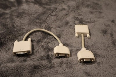 Pair of Genuine Apple Male DVI to VGA Monitor Video Adapter Cables