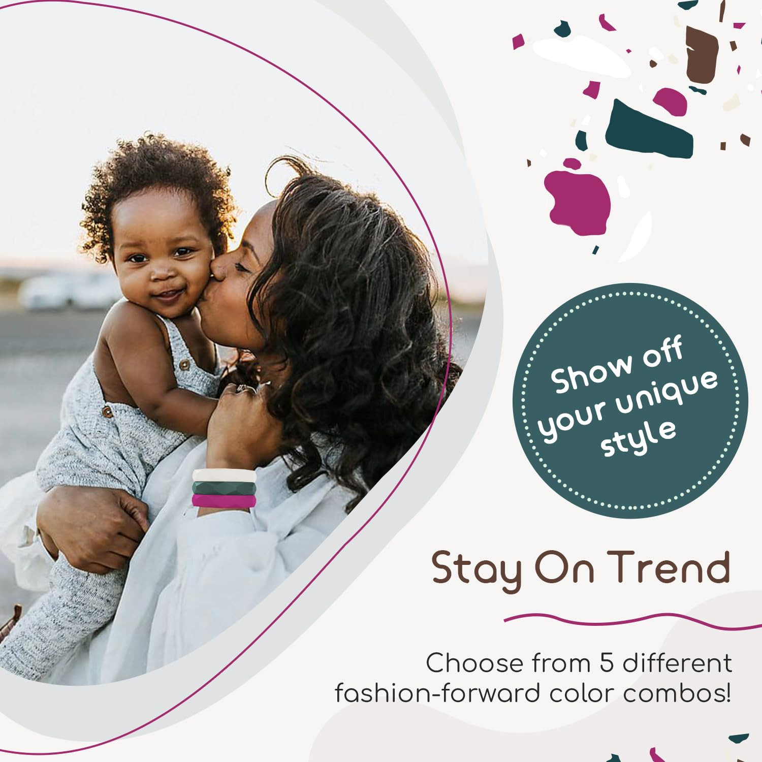 Scone Baby Teether Bracelet - Orchid Flower Set, Stack of 4 Baby Teething Toys &