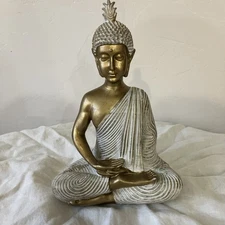 Buddha Zen Statue White & Gold Home Decor Garden Decor Mindfulness