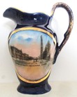 German Made Souvenir Cobalt Blue China Cream Pitcher Main Street Ravenna Ohio — photo 1