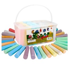 Washable Sidewalk Chalk - 52 Pieces 7 Colors Jumbo Non-Toxic Chalk For Kid an...