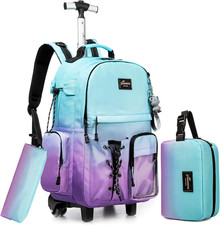 Rolling Backpack for Girls Backpack with Wheels for Teens Boys Kids Rolling Back