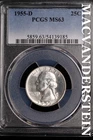 1955-D Washington Quarter- Silver- PCGS MS-63- Luster #SLM444