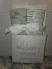 Milkberry Bamboo 2 Blankets Green Dino