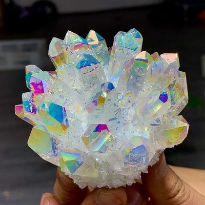 305G Angel Aura Quartz Titanium BismuthSiliconcluster Rainbow Crystals Stone