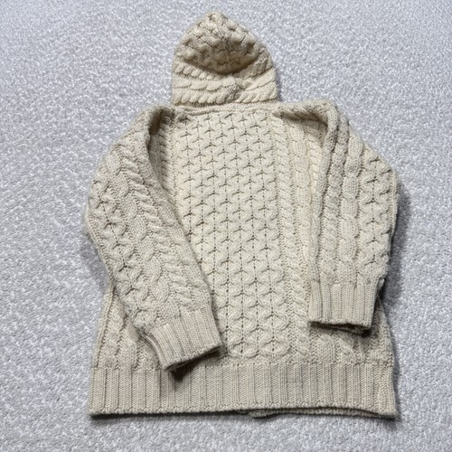 Aran Sweater Market Sweater Youth 6-7 Years Natural Wool Hooded Zip Ireland - Picture 6 of 6