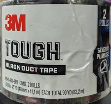 3M Tough Multi-Use Rubberized Black Duct Tape, 1.88-in x 45 Yards, 2 Pack