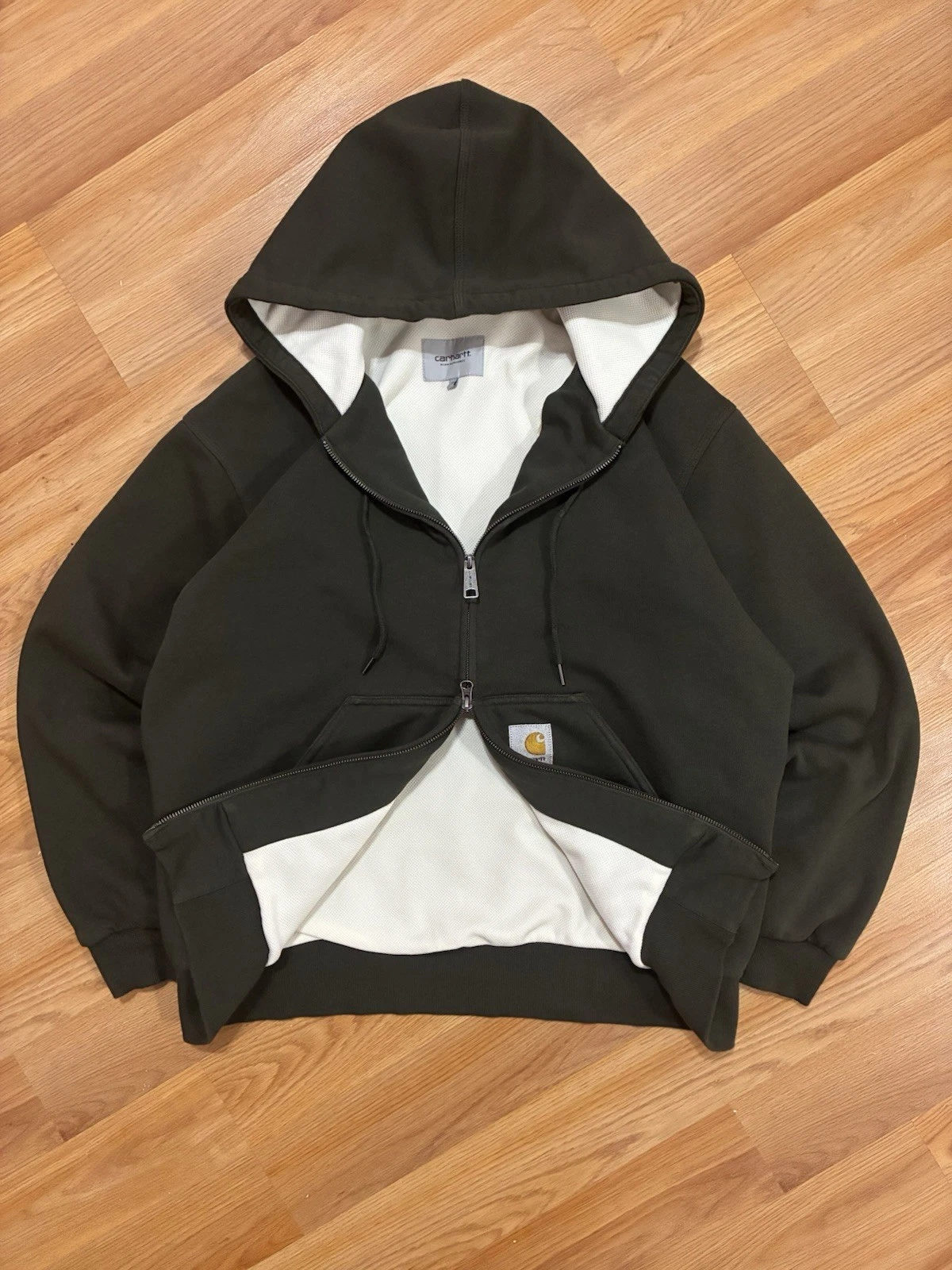 Sz M - Carhartt WIP Active Sweat Jacket (Olive Green) Thermal Lined Hoodie 2025