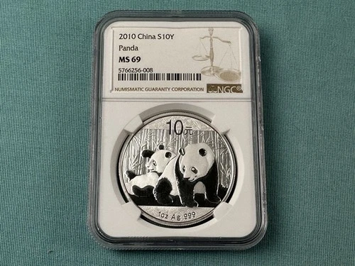 2010 China Panda 1 oz Silver 10Y Uncirculated Coin MS69 NGC