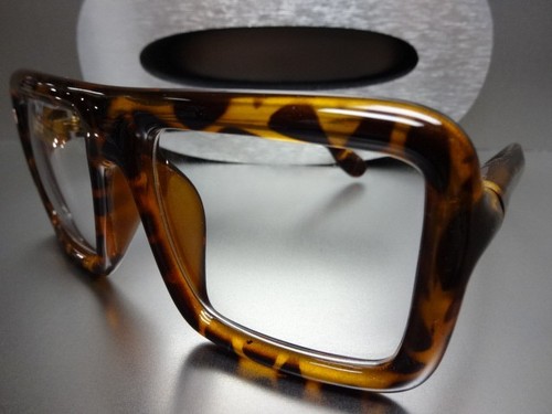 OVERSIZED VINTAGE RETRO Style NERD Clear Lens EYE GLASSES Large Tortoise Frame - Picture 4 of 10