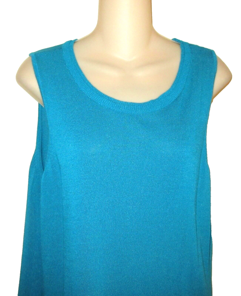 CHICOS BRIGHT TURQUOISE RAYON BLEND Top Sleeveless sweater WOMEN