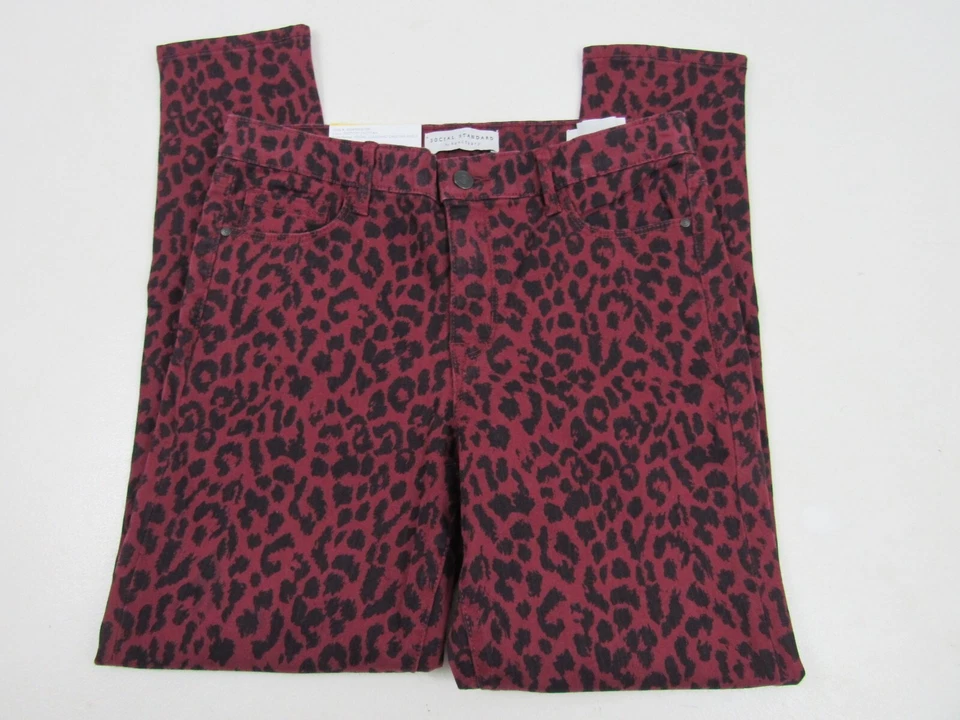 Sanctuary Social Standard中腰踝紧身女式红色猎豹牛仔裤