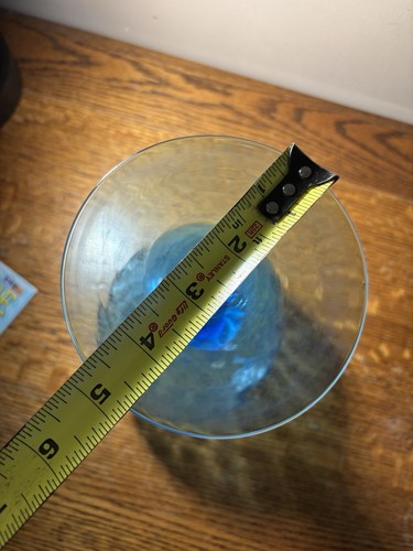 Empoli Blue glass optic swirl stemmed brandy snifter, 10" - Picture 9 of 10