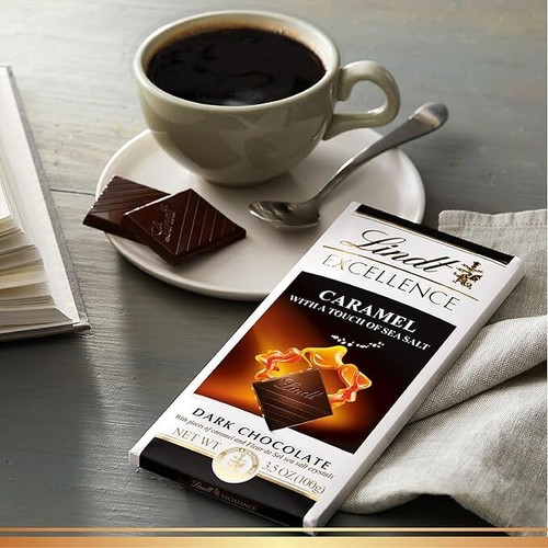 Lindt EXCELLENCE Caramel Sea Salt Dark Chocolate Candy Bar,Dark Chocolate 3.5 oz - 第 3/6 張圖片