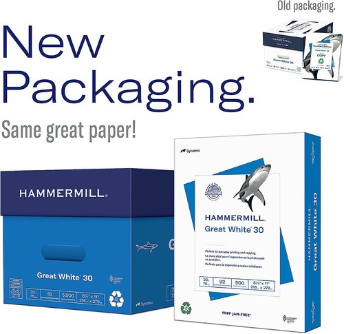 3 Reams (1500 Sheets) - Hammermill Printer Paper, Great White 30%, 8.5x11 - 第 4/12 張圖片