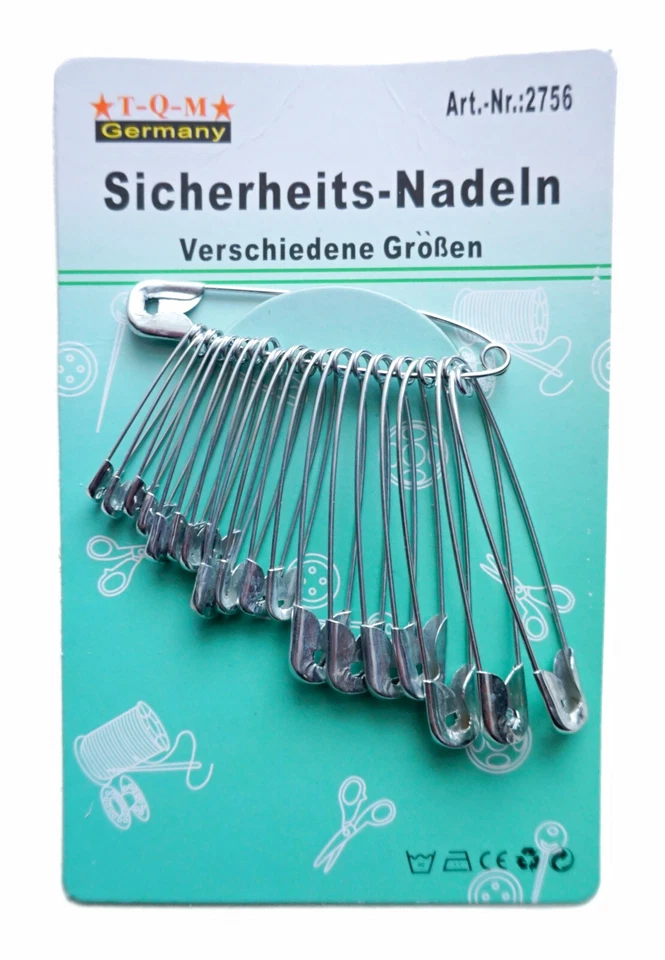 20-tlg. Sicherheitsnadeln verschiedene Größen Set Metall Handarbeit Nähen