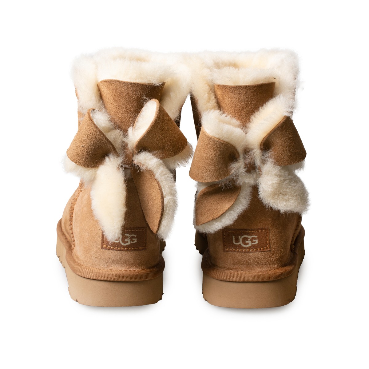 UGG CLASSIC HERITAGE BOW CHESTNUT SUEDE SHEEPSKIN ANKLE WOMEN&rsquo;S 