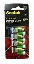 4 Tubes Of Scotch No Run Gel Super Glue Single Use .5g Each 3M No Mess Tip