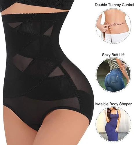 Cross Compression Shaping Pants Women High Waist Panties Body Shaper Abs Slim - Picture 9 of 19