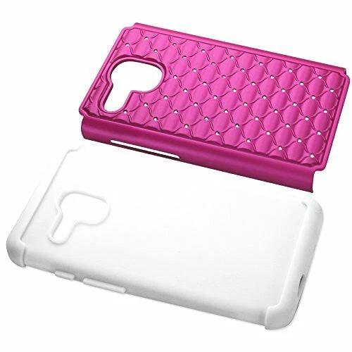 Funda protectora híbrida Reiko Diamond - Embalaje al por menor - Blanco/Rosa intenso Foto 4 de 4
