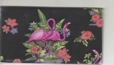 FLAMINGO CHECKBOOK COVER  BIRD BIRDS FABRIC FLOWERS NEW