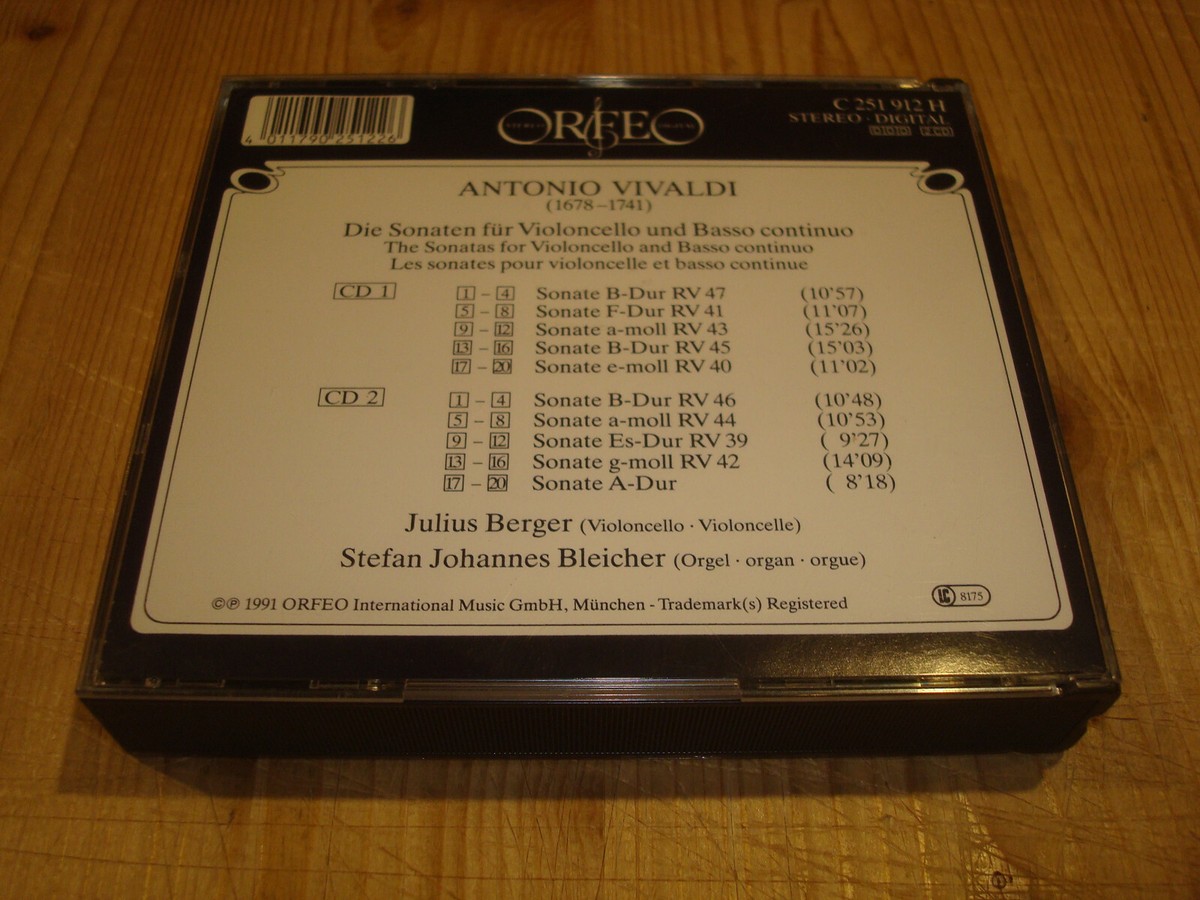 JULIUS BERGER Vivaldi The Cello Sonatas Cellosonaten ORFEO 2 CD