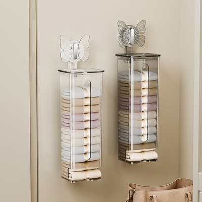 Wall Mounted Underwear Storage Box Dust-proof Large Capacity Socks Organizer _r1