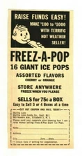 1960 Freeze-A-Pop Advertisement Martha Lynn Candy Co. Elizabeth, New Jersey