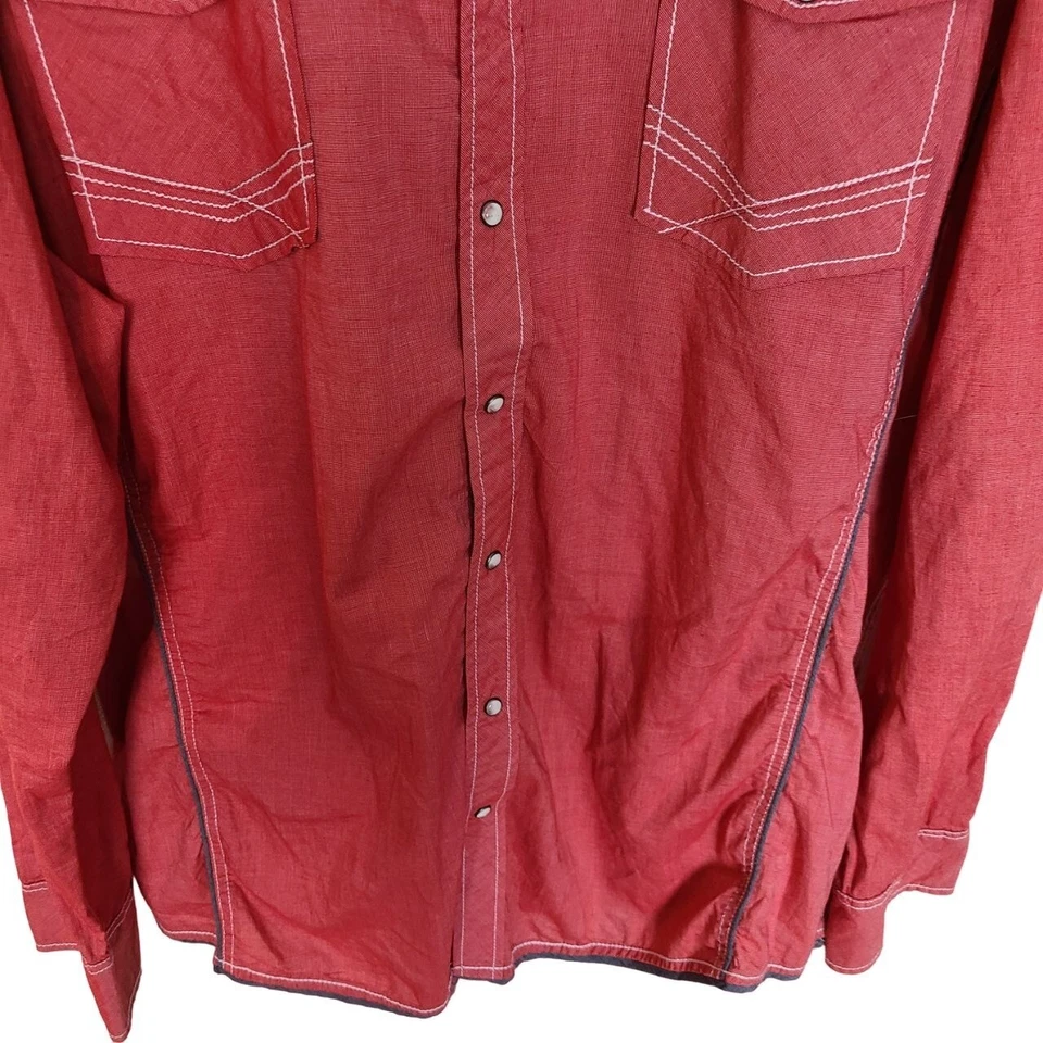 Camisa BKE Para Hombres 3XL Roja Mangas Largas Ajuste Atlético Frontal a Presión Bolsillos Occidental Foto 3 de 4