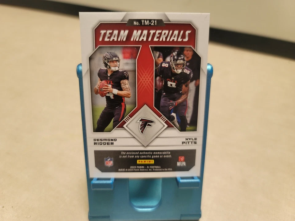 2022 Panini XR  Desmond Ridder/Kyle Pitts  Team Materials Dual Relic /49 C1346 - Image 4 of 4
