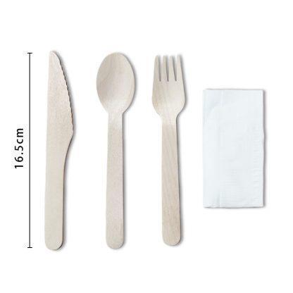 Disposable Wooden Cutlery & Napkin Set Bamboo Wood Fork Spoon Knife Bulk Buy - Picture 4 of 5
