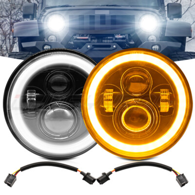 FIT Dodge Dart 1964-1976 Pair DOT 7 inch Round LED Headlights DRL High Low Beam