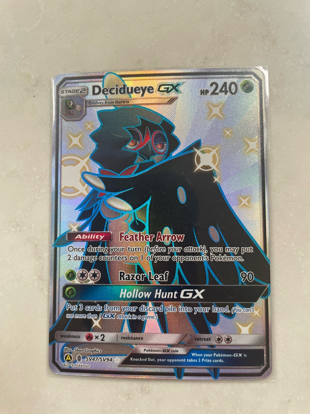 Decidueye GX SV47/SV94 Hidden Fates: Shiny Vault Holo ***Near Mint Condition***