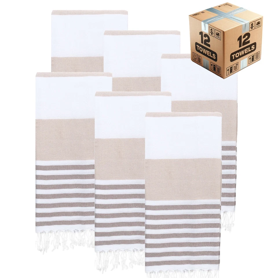 Turkish Beach Towel Bulk Case of 12 (38" x 71")  Oversized, Quick-Dry, Sand-Free - Image 4 of 4