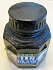 VTG Sanfords Blue Stamping Ink 8 Sided Bottle for Rubber Stamps Full Rare No 581