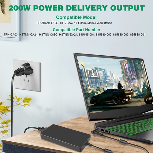 200W For HP ZBOOK 17 G5 G6 Pavillion AC Power Adapter Laptop Charger