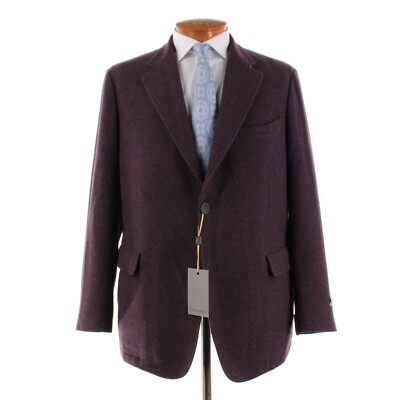 Canali NWT Wool / Cashmere Sport Coat Size 56R (46R US) In Purple Melange