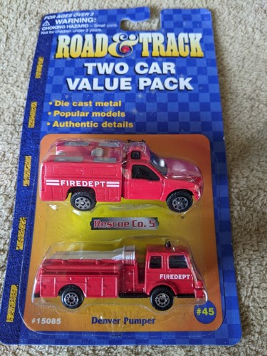 MAISTO ROAD & TRACK 2 PACK FIRE TRUCKS #45 WAL-MART EXCLUSIVE FREE USA SHIPPING - Picture 2 of 4