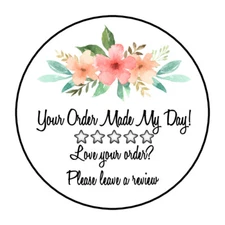 30 1.5" THANK YOU FLOWERS BOHO REVIEW FAVOR LABELS ROUND STICKERS ENVELOPE SEALS