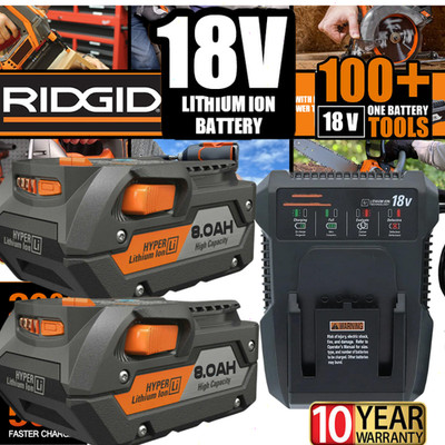 2PACK For Ridgid 18V R840085 8.0Ah Lithium-ion Battery OR Charger 18Volt R840087