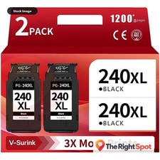2 Pack 240XL Black Ink Cartridge for PIXMA MG3620 MG3520 MX472 MX512 TS5120