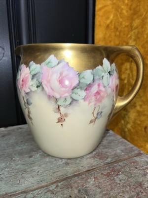 Lenox Belleek Hand Painted Pink Roses Cider Pitcher LM Davis Garden Cottage