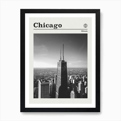 Chicago Illinois schwarz-weiß Ar gerahmtes Wandbild Poster Leinwanddruck Bild